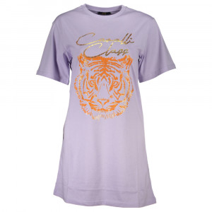  cavalli class woman dress red червена дамска рокля с дълги ръкави до коляното с щампа сърца