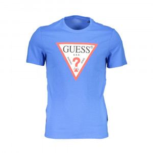 Guess мъжка пролетна тениска синьо с голямо лого бейсик модел basic tshirt