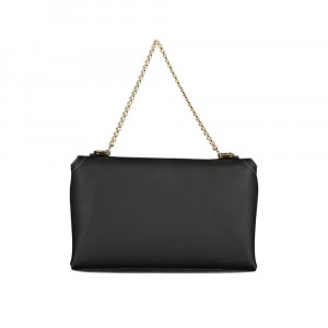 Love Moschinо Black дамска черна чанта верижка златно лого 