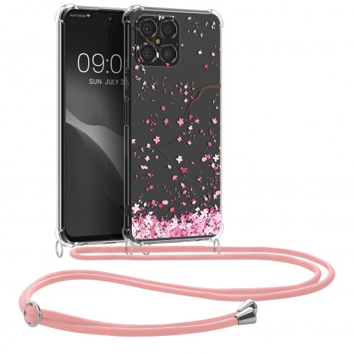 Bumper kwmobile pentru Honor X8, Silicon, Transparent/Roz, 59652.01
