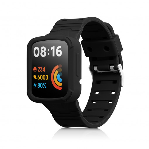 Curea pentru Xiaomi Redmi Watch 2/Redmi Watch 2 Lite, Kwmobile, Negru, Silicon, 58887.01