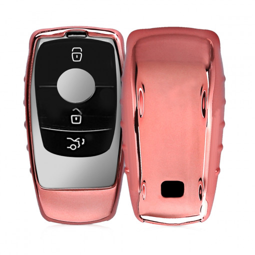 Husa Cheie Auto pentru Mercedes Benz - Smart Key, Silicon, Rose Gold, 45328.93