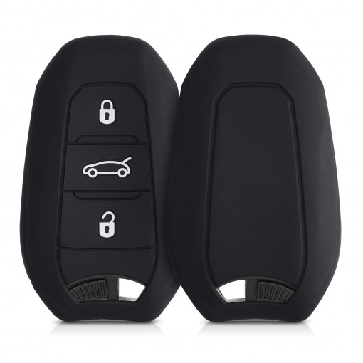 Husa Cheie Auto pentru Peugeot / Citroen - 3 Butoane - Keyless Go, Silicon, Negru, 44154.01