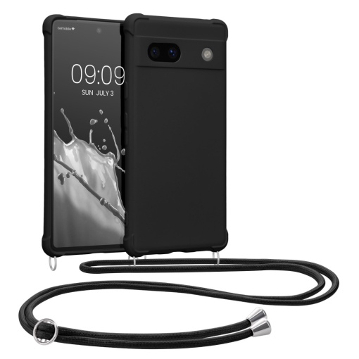 Husa Kwmobile cu jnur pentru Google Pixel 7a, Negru, Silicon, 61600.01