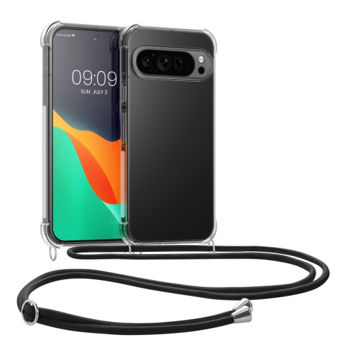 Husa Kwmobile cu jnur pentru Google Pixel 9 Pro XL, Transparent/Negru, Silicon, KWM000020QP001C