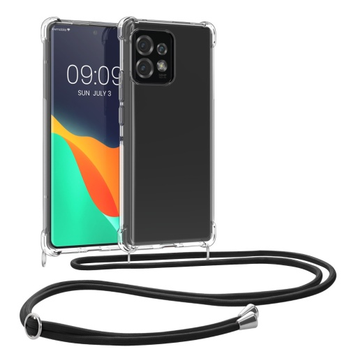 Husa Kwmobile cu jnur pentru Motorola Edge 40 Pro/Edge Plus (2023), Transparent/Negru, Silicon, 61503.01