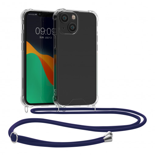 Husa Kwmobile pentru Apple iPhone 13 Mini, Silicon, Transparent/Albastru, 55932.04