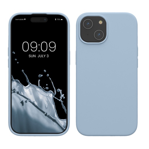 Husa Kwmobile pentru Apple iPhone 15, Albastru deschis, Silicon, KWM000020CA008C