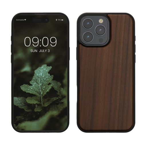 Husa Kwmobile pentru Apple iPhone 16 Pro Max, Maro, Lemn/Silicon, KWM000022UR001C