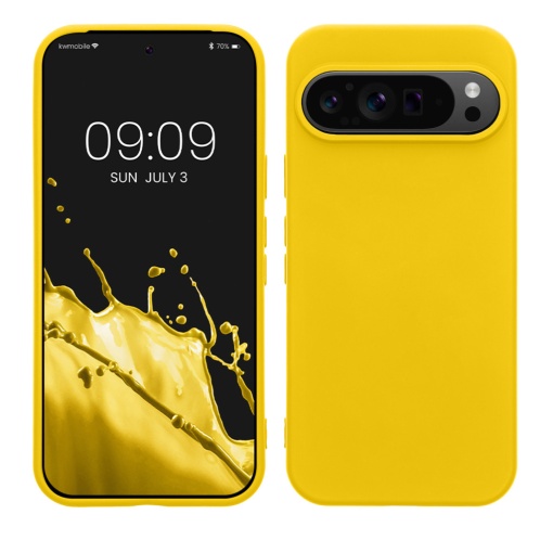 Husa Kwmobile pentru Google Pixel 9/Pixel 9 Pro, Galben, Silicon, KWM000020QA003C