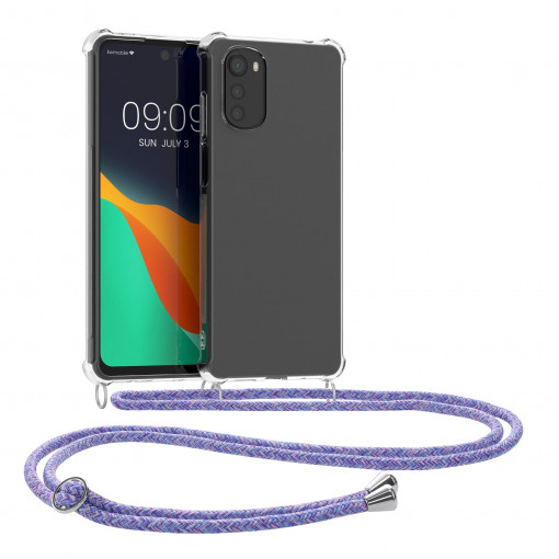 Husa Kwmobile pentru Motorola Moto E32/Moto E32s, Silicon, Transparent/Mov, 58666.108