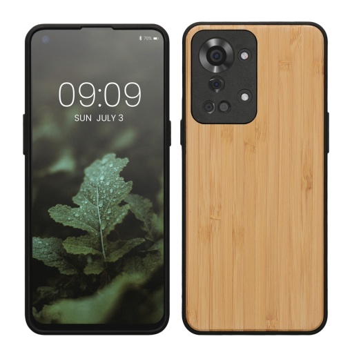 Husa Kwmobile pentru OnePlus Nord 2T, Maro deschis, Lemn/Silicon, 58766.24