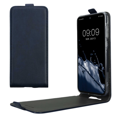 Husa Kwmobile pentru Samsung Galaxy A55 5G, Albastru inchis, Piele ecologica/Silicon, KWM000021OP002C