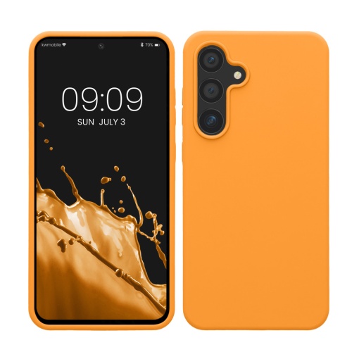 Husa Kwmobile pentru Samsung Galaxy S24 FE, Portocaliu, Silicon, KWM000021WA007C