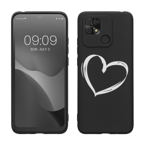 Husa Kwmobile pentru Xiaomi Redmi 10C, Negru/Alb, Silicon, KWM000017II002C