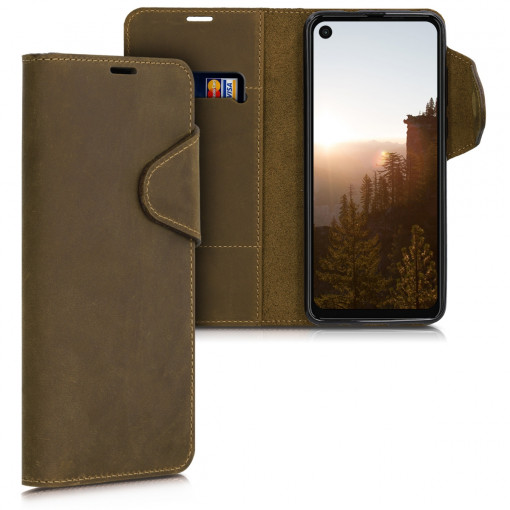 Husa pentru Motorola One Vision, Piele naturala, Maro, 48851.05