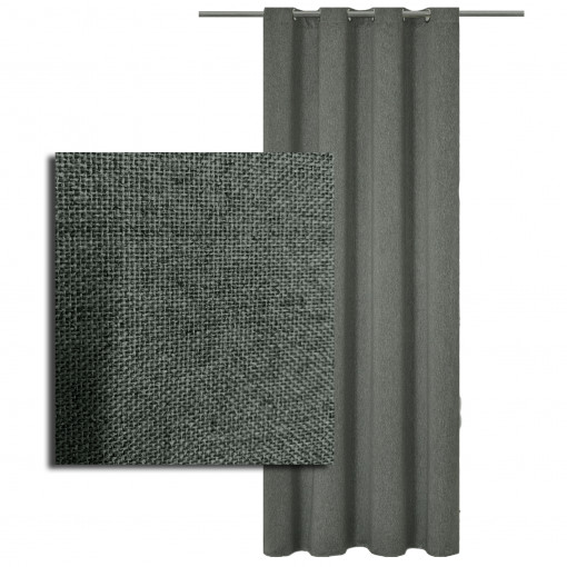 Perdea opaca cu inele Jemidi, 140 x 245 cm, Gri, Poliester, 55334.22