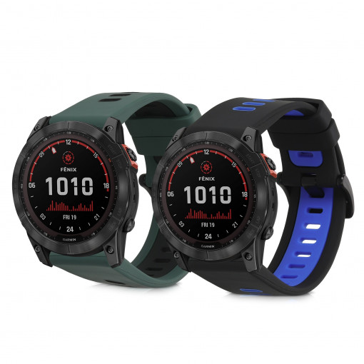Set 2 curele pentru Garmin Fenix 7X/Fenix 6X Pro/Fenix 6X GPS, Kwmobile, Multicolor, Silicon, 58065.01
