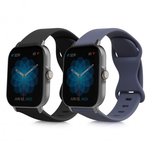 Set 2 curele pentru Huami Amazfit GTS 3/Amazfit GTS 2/Amazfit GTS, Kwmobile, Negru/Albastru, Silicon, 58743.01