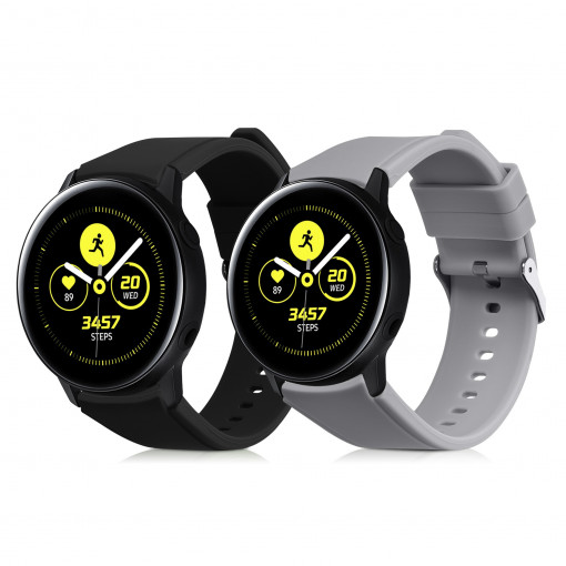 Set 2 curele pentru Samsung Galaxy Watch 5/Galaxy Watch 5 Pro, Kwmobile, Negru/Gri, Silicon, 59476.03