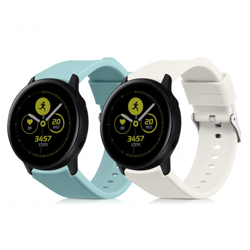 Set 2 curele pentru Samsung Galaxy Watch 5/Galaxy Watch 5 Pro, Kwmobile, Alb/Verde, Silicon, 59476.05