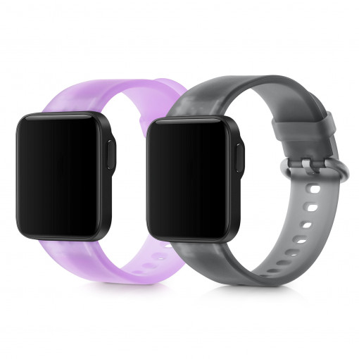 Set 2 curele pentru Xiaomi Mi Watch Lite/Redmi Watch, Kwmobile, Negru/Mov, Silicon, 57496.01
