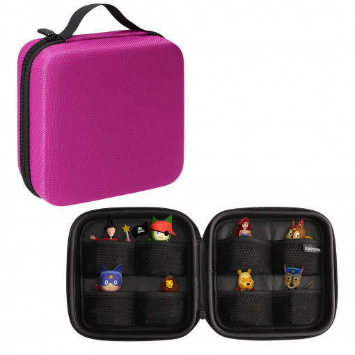 Geanta cu fermoar pentru Tonies pana la 20 de figurine, Kwmobile, Roz, Nylon, 50559.08