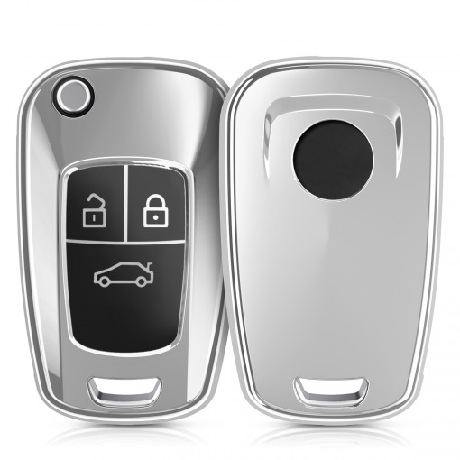 Husa Cheie Auto pentru Opel - 3 Butoane, Silicon, Silver, 52648.02