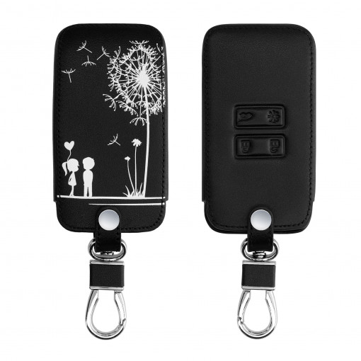 Husa Cheie Auto pentru Renault / Dacia - 4 Butoane - Keyless Go, kwmobile, Piele ecologica, Negru / Alb, 44637.44