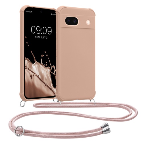 Husa Kwmobile cu jnur pentru Google Pixel 8a, Crem, Silicon, KWM000020KW008C