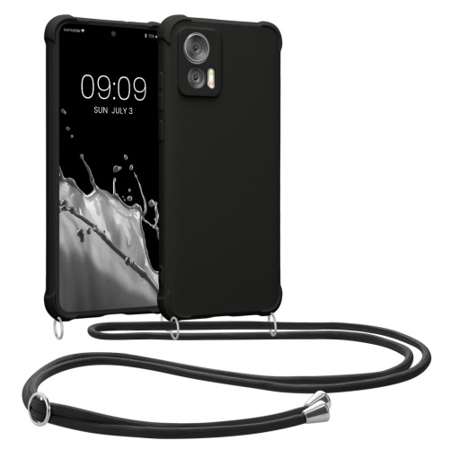 Husa Kwmobile cu jnur pentru Motorola Edge 30 Neo, Negru, Silicon, 61582.01