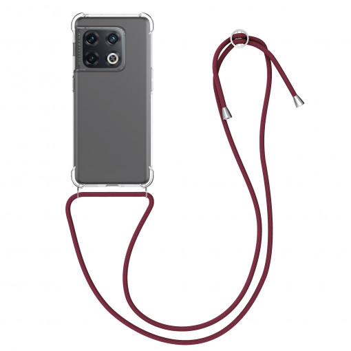 Husa Kwmobile pentru OnePlus 10 Pro, Silicon, Transparent/Rosu, 57253.20