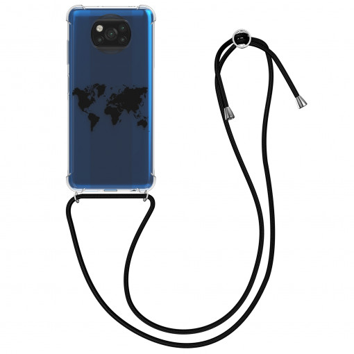 Husa Kwmobile pentru Xiaomi Poco X3 NFC/Poco X3 Pro, Silicon, Transparent/Negru, 56526.03