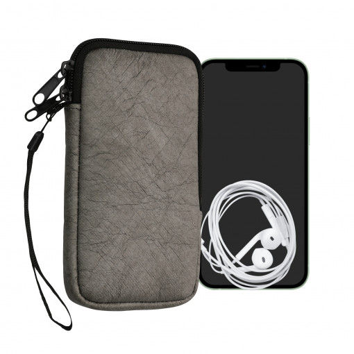 Husa Kwmobile Universala L - 6,5", Piele ecologica, Gri, 59555.3.22