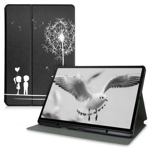 Husa pentru tableta Samsung Galaxy Tab S7 Plus/Galaxy Tab S7 FE, Kwmobile, Negru/Alb, Piele ecologica, 53590.01