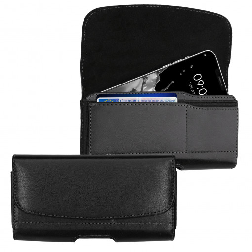 Husa Universala Kwmobile marime M - 5,5 inch, Piele ecologica, Negru, 55358.2.01