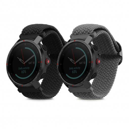 Set 2 curele pentru Polar Grit X/Grit X Pro/Vantage M2, Kwmobile, Negru/Gri, Nylon, 59526.02