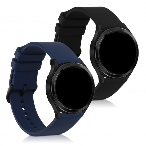 Set 2 curele pentru Samsung Galaxy Watch 4 Classic (46mm), Kwmobile, Negru/Albastru, Silicon, 57421.01