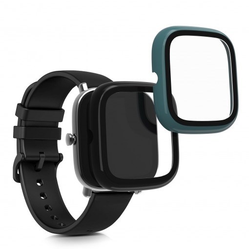 Set 2 huse pentru Huami Amazfit GTS 2 Mini, Kwmobile, Verde/Negru, Plastic, 56690.07