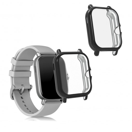 Set 2 Huse pentru Xiaomi Amazfit GTS 3 / Amazfit GTS 2 / Amazfit GTS 2e, kwmobile, Silicon, Negru, 53906.08