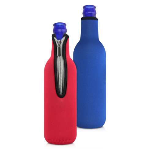 Set 2 Huse termice pentru sticle, 330-500ml, Neopren, Rosu / Albastru, 50014.05