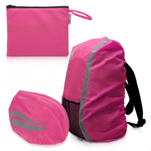 Set protectie de ploaie reflectorizanta pentru rucsac si casca, 49848.08