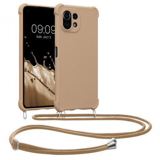 Bumper kwmobile pentru Xiaomi 11 Lite 5G NE/Mi 11 Lite 5G, Silicon, Maro, 55902.245