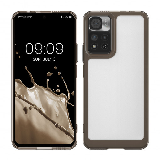 Bumper kwmobile pentru Xiaomi Note 11 Pro Plus 5G, Plastic, Transparent/Negru, 60316.01