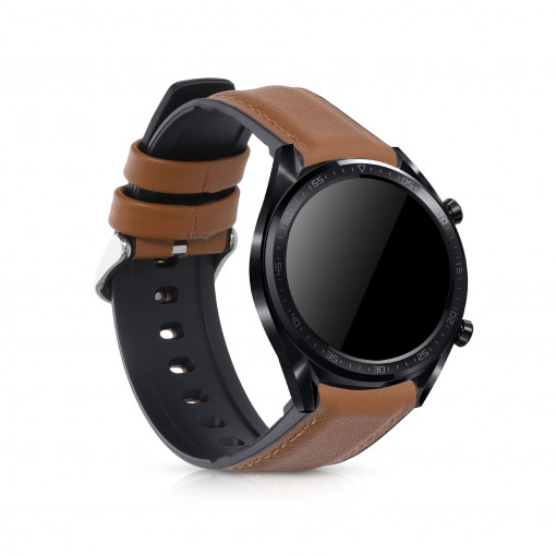 Curea pentru Huawei Watch GT 3 (46mm), kwmobile, Piele naturala, Maro, 57114.05
