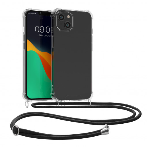 Husa Kwmobile pentru Apple iPhone 14 Plus, Silicon, Transparent/Negru, 59109.01