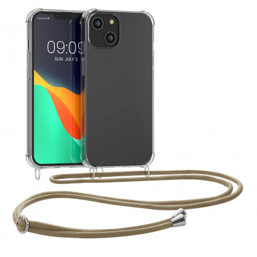 Husa Kwmobile pentru Apple iPhone 14, Silicon, Transparent/Auriu, 59108.21