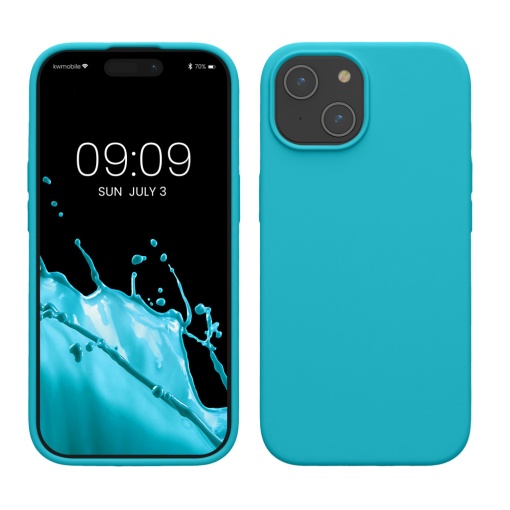 Husa Kwmobile pentru Apple iPhone 15, Albastru deschis, Silicon, KWM000020CA016C