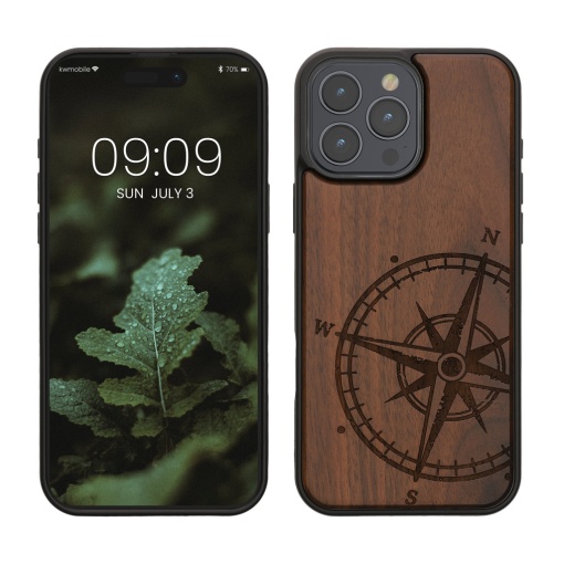 Husa Kwmobile pentru Apple iPhone 16 Pro Max, Maro, Lemn/Silicon, KWM000022UU001C