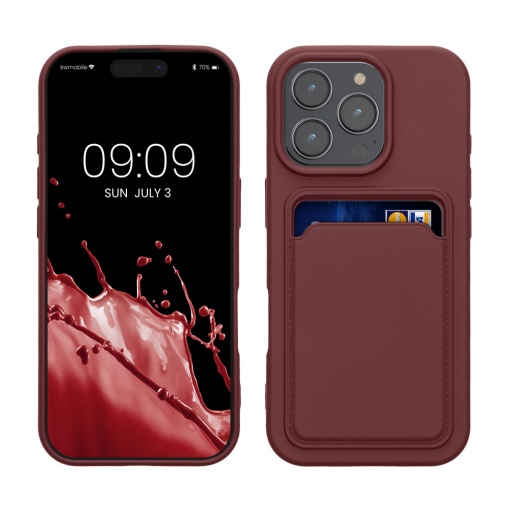 Husa Kwmobile pentru Apple iPhone 16 Pro, Rosu inchis, Silicon, KWM000022UH006C